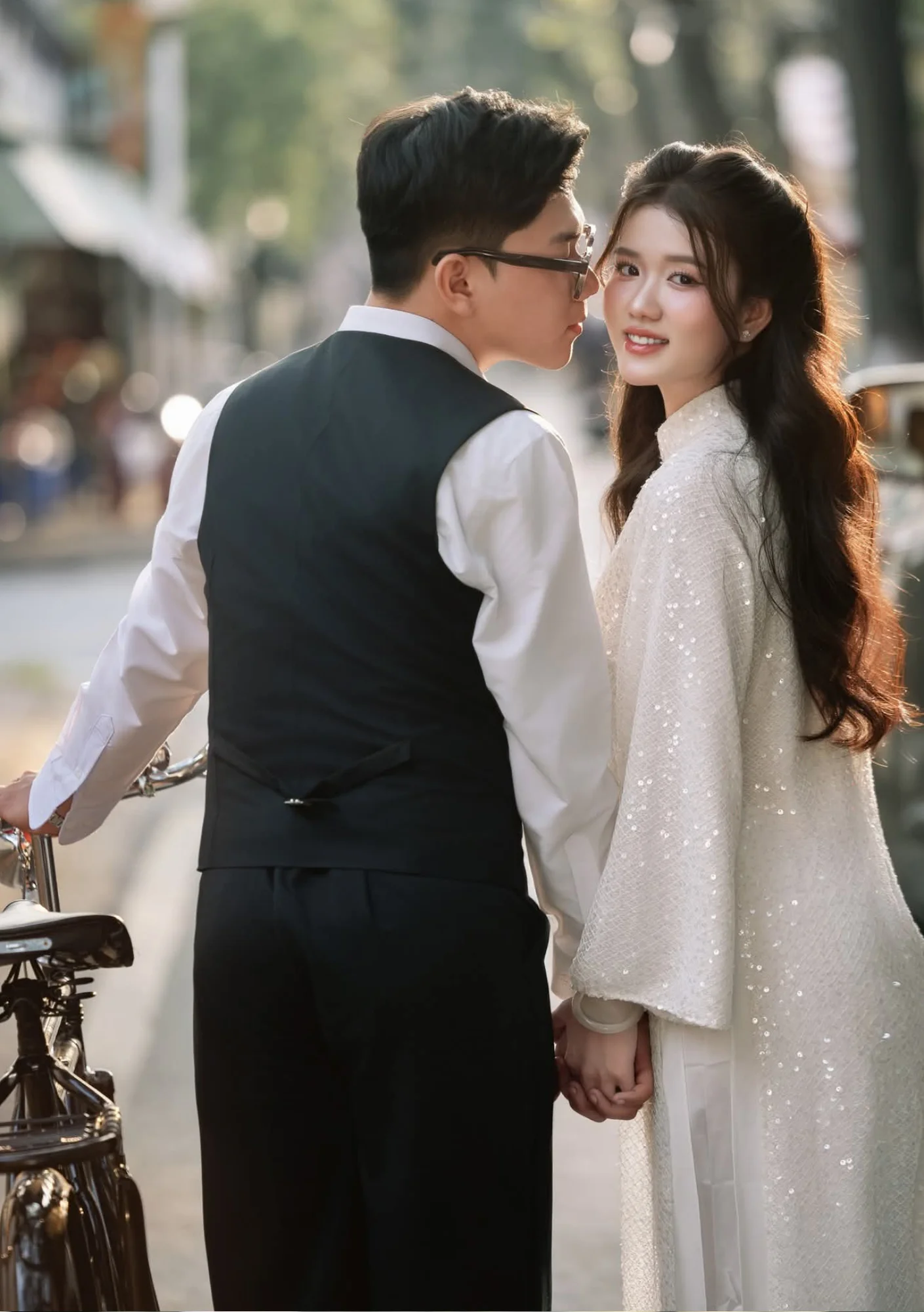 Couple Áo Dài Trắng · Xe Đạp Retro